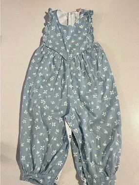 Vintage 1980s Light Blue Floral Romper